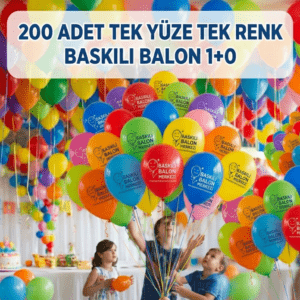 200 Adet Tek Yüze Tek Renk Baskılı Balon 1+0