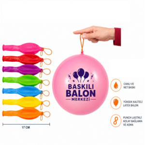 Çift Yüze Tek Renk Baskılı Punch Lastikli Balon 1+1